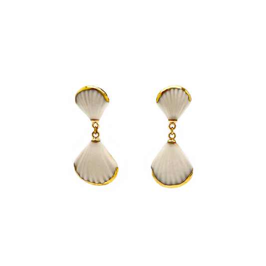 Pendientes de mayólica con flores azules y doradas
