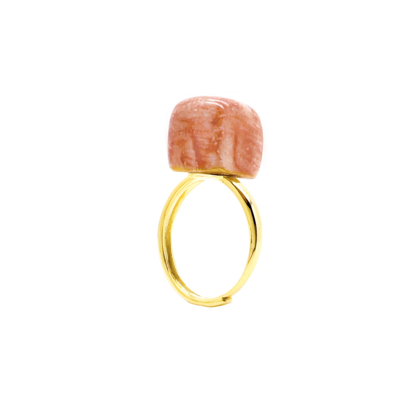 Maxi Cubo ring in salmon pink ceramic