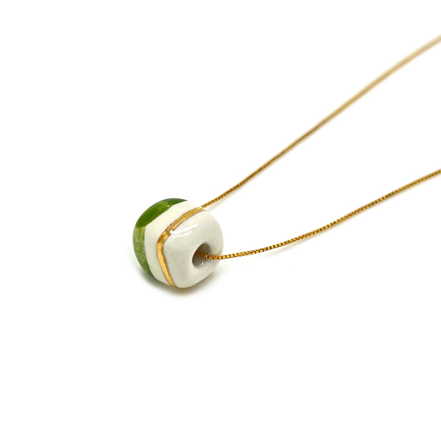 Pendente con cubo Mattonella verde selenio e oro