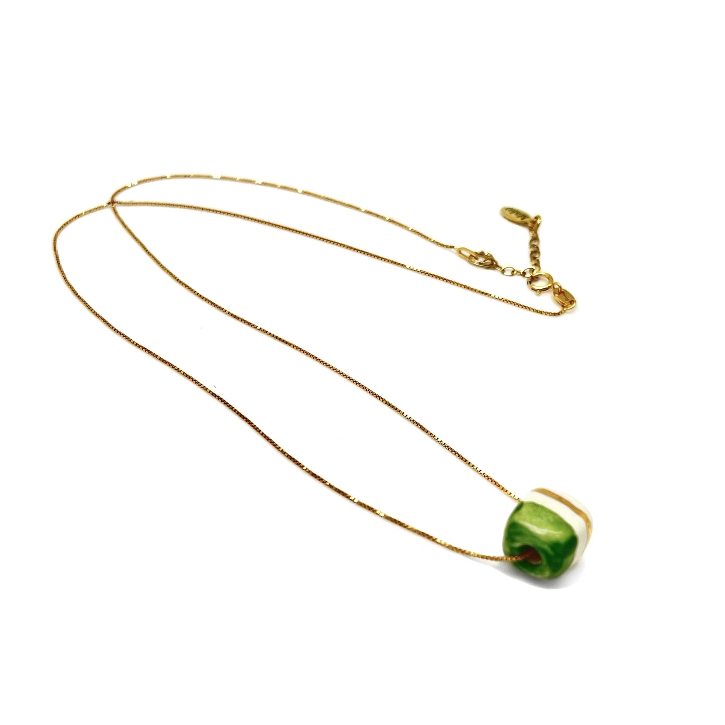 Pendente con cubo Mattonella verde selenio e oro