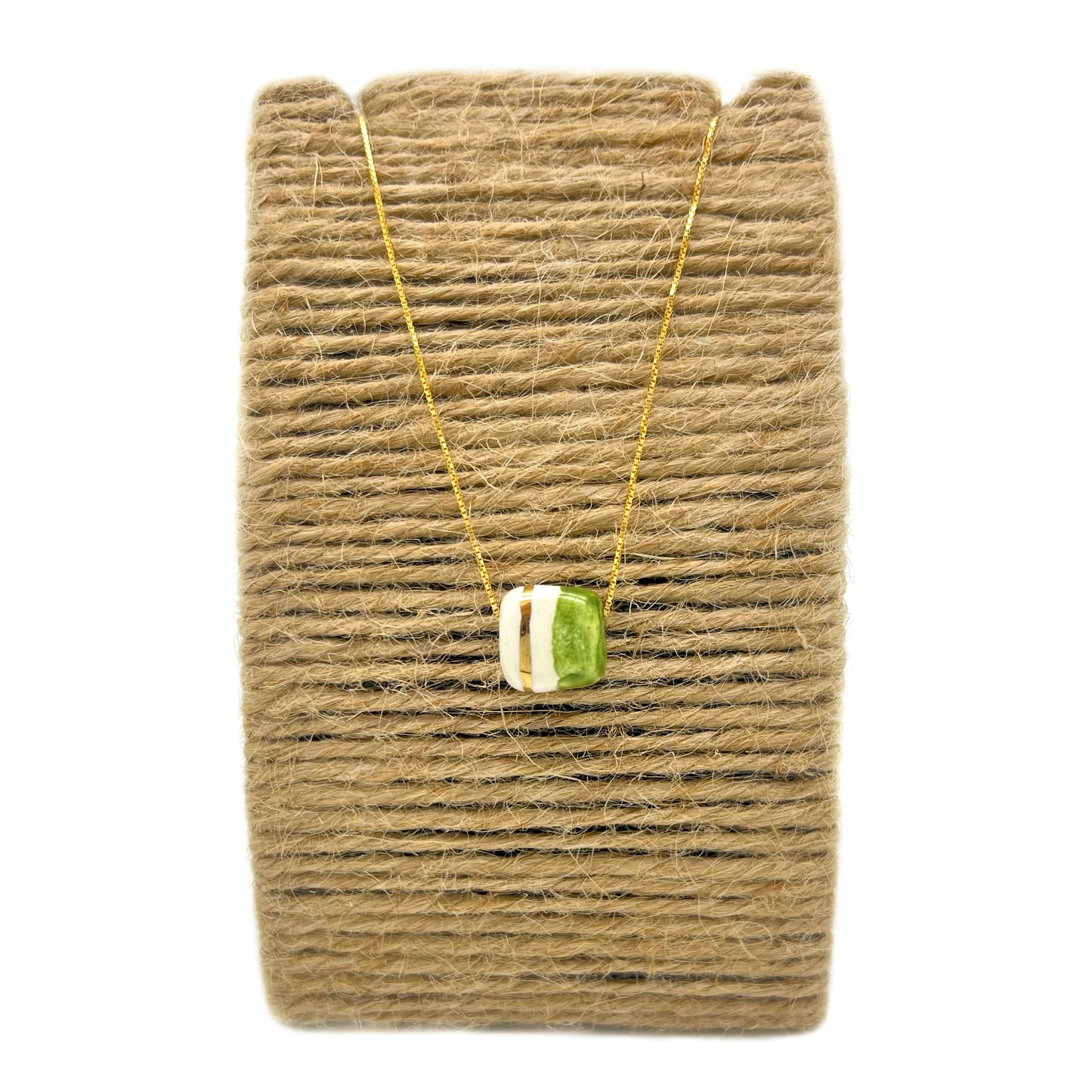 Pendente con cubo Mattonella verde selenio e oro