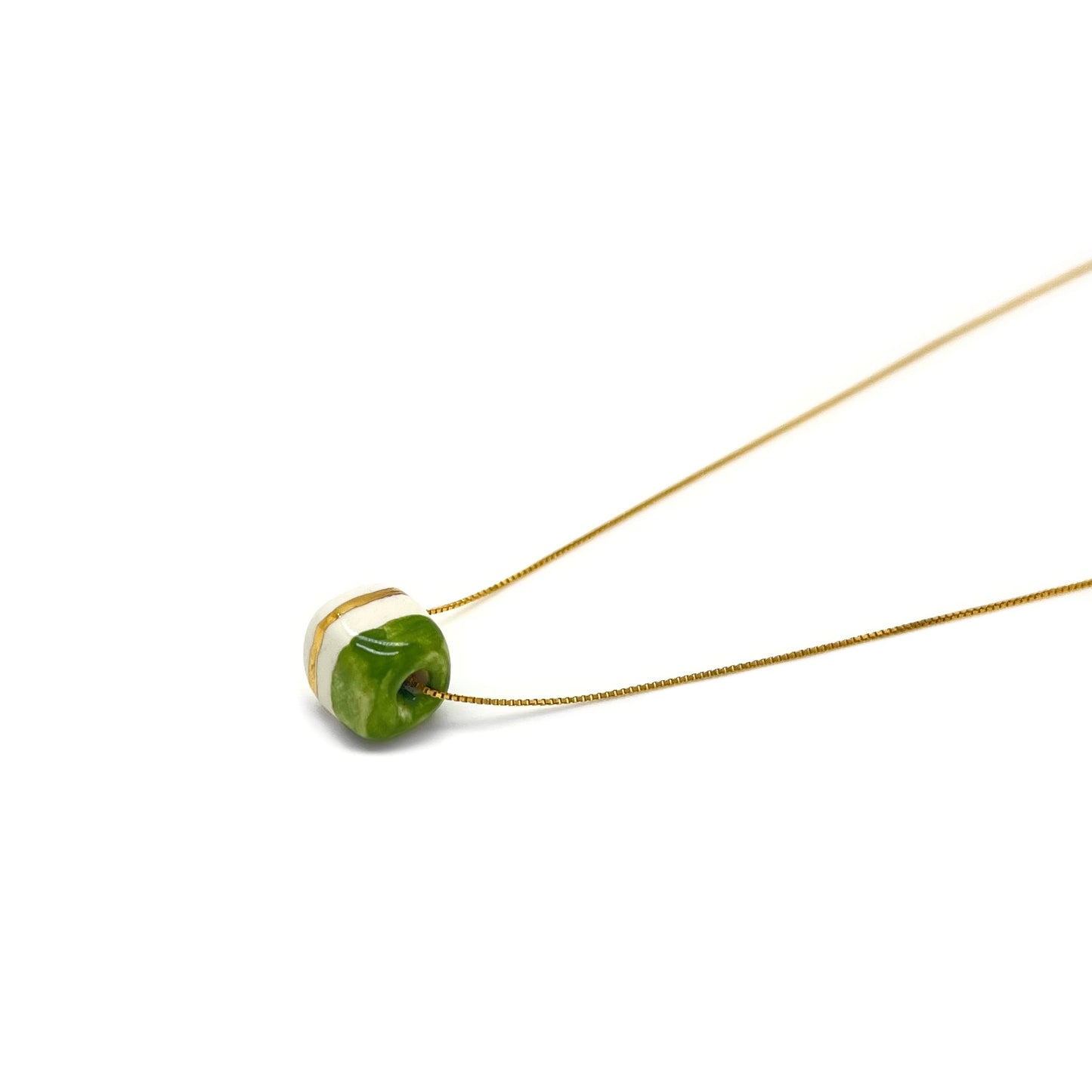Pendente con cubo Mattonella verde selenio e oro