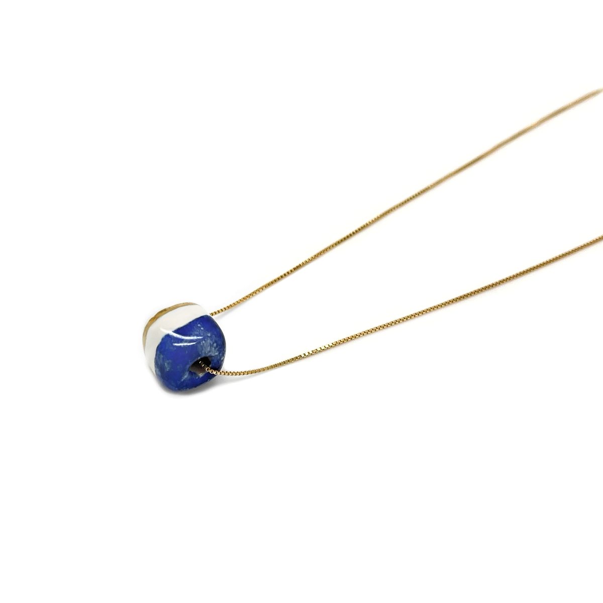 Pendente con cubo Mattonella blu stampa e oro