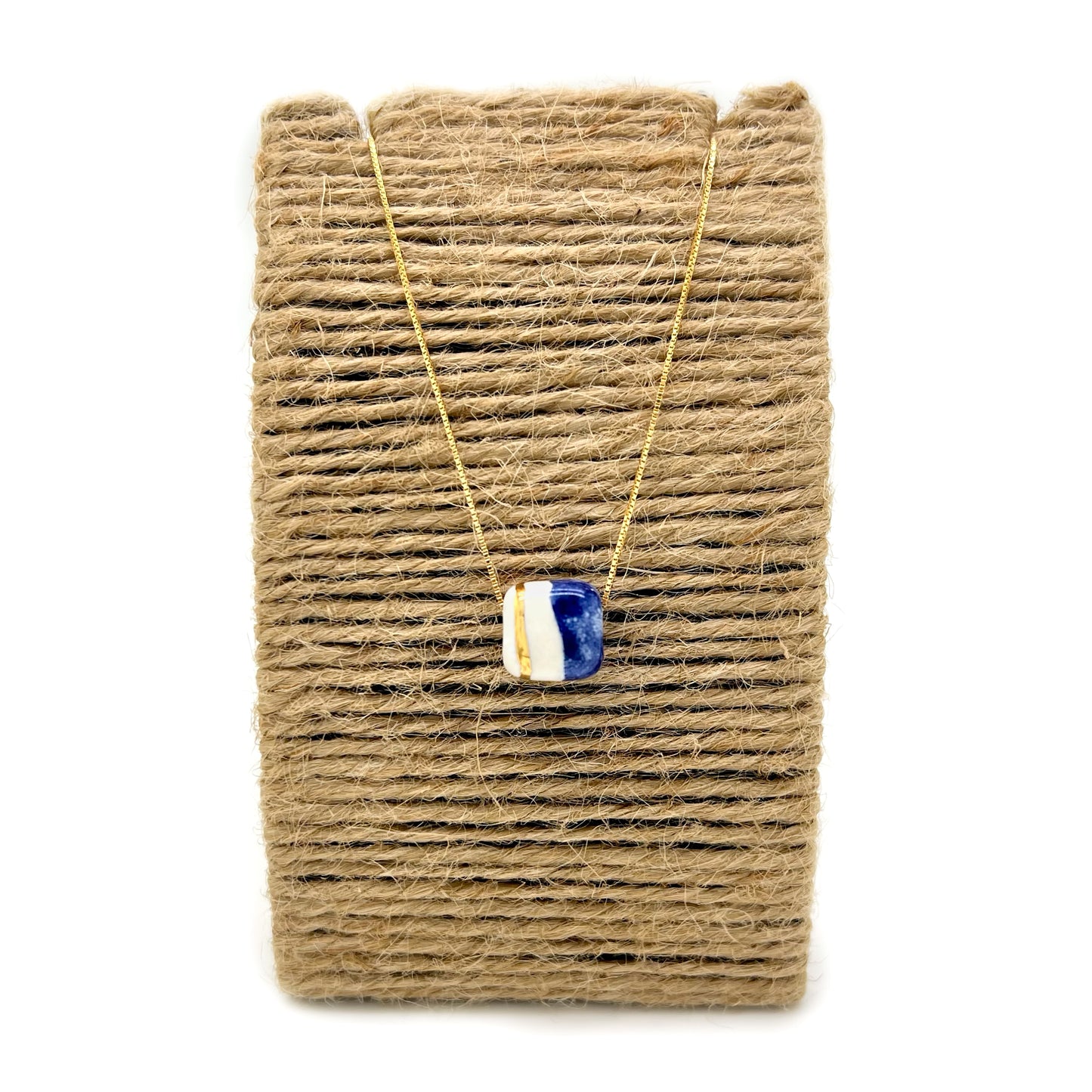 Pendente con cubo Mattonella blu stampa e oro