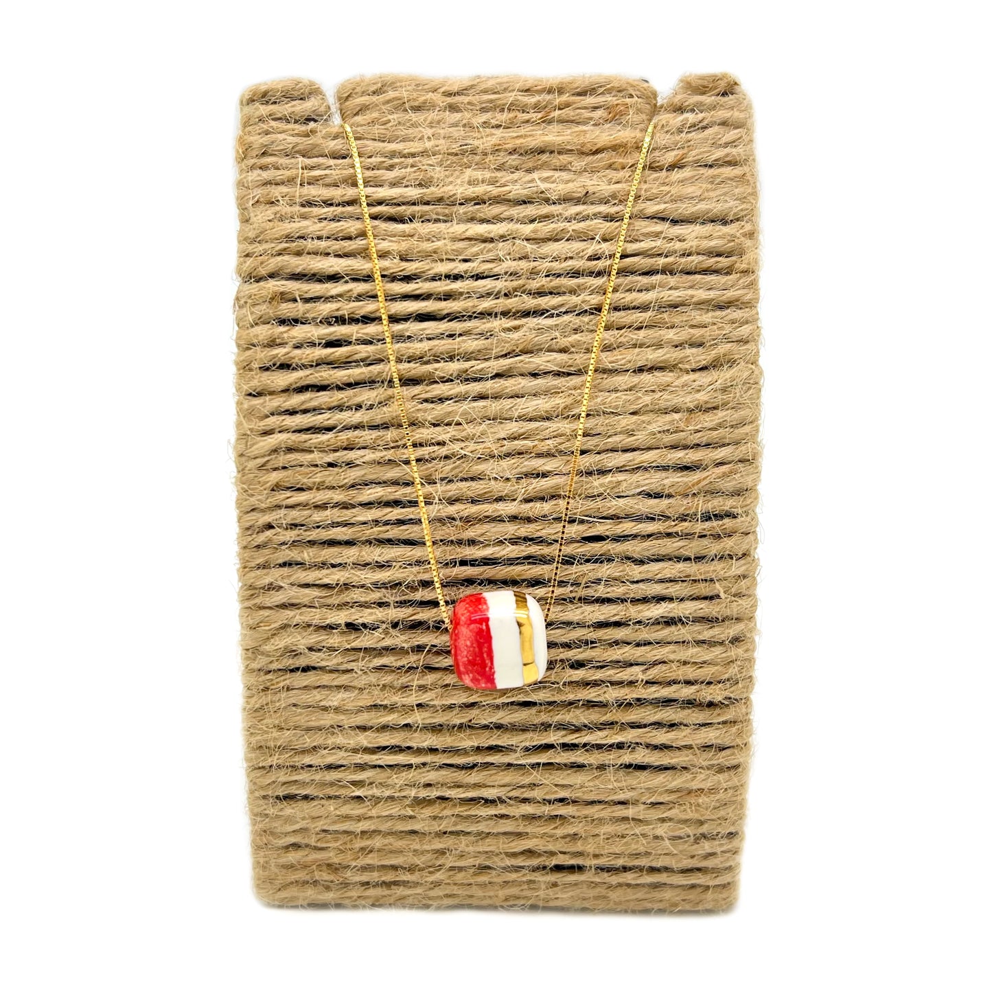 Pendente con cubo Mattonella rosso e oro