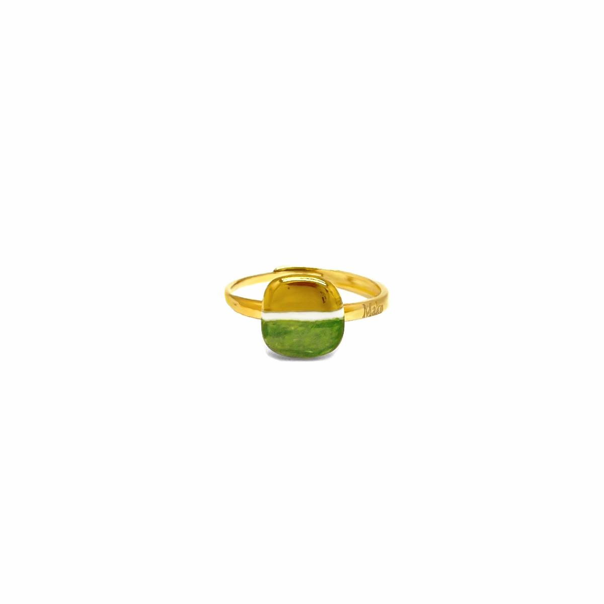 Mini aquamarine and gold tile ring
