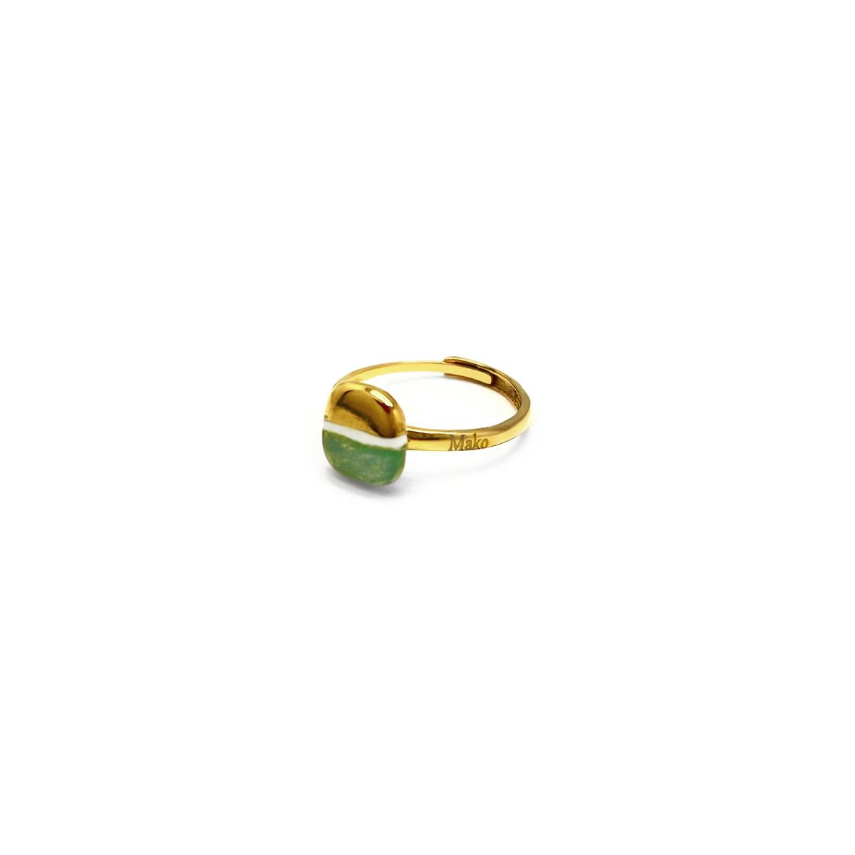 Mini aquamarine and gold tile ring