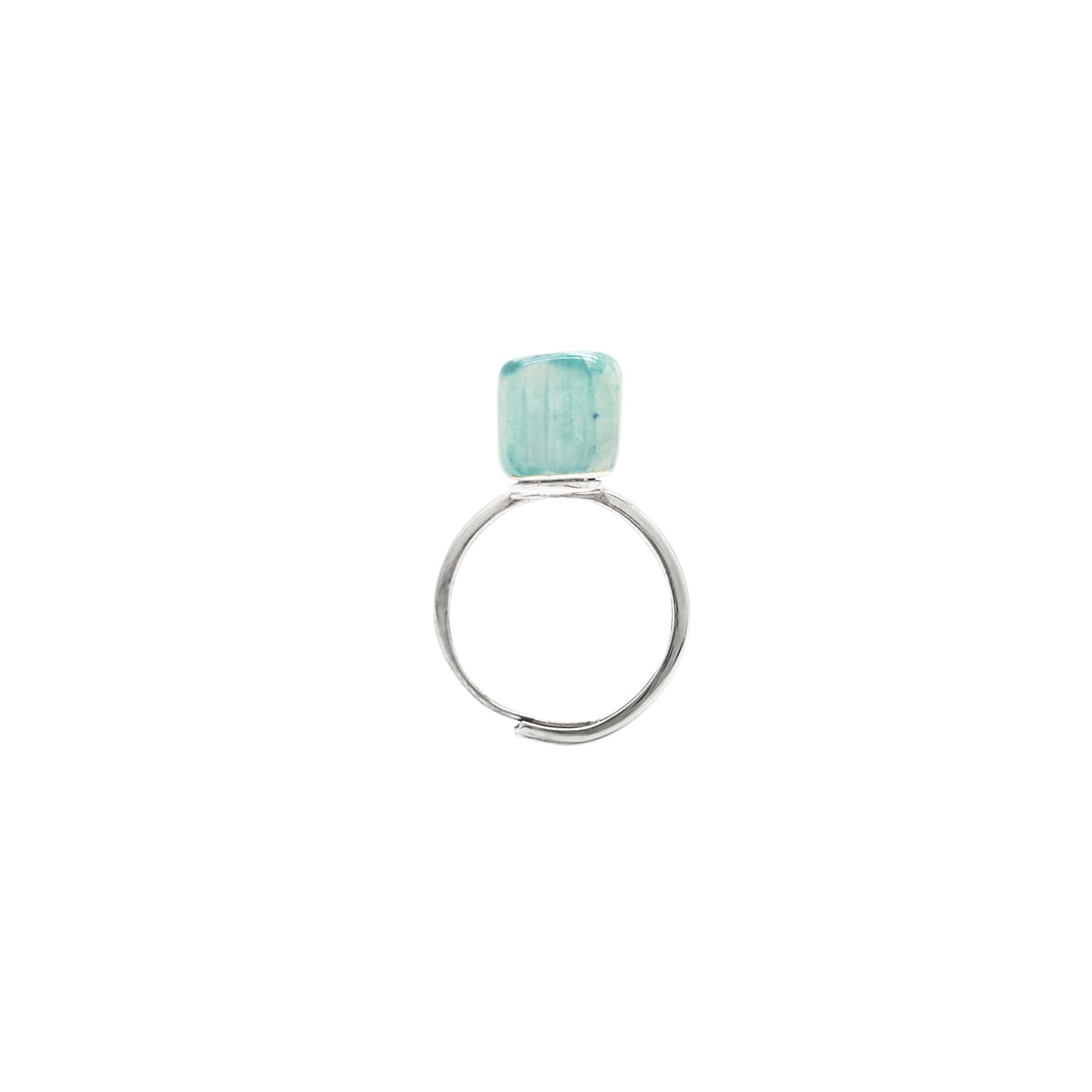 Maxi Cubo ring in aquamarine ceramic