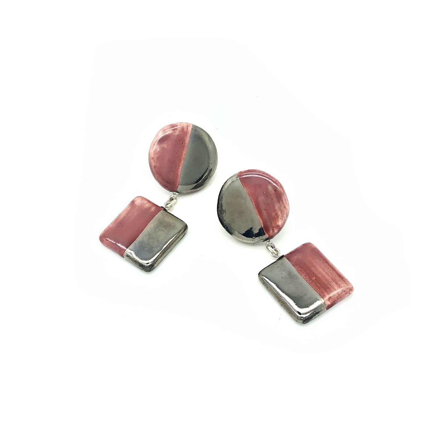 Platinum and pink earrings