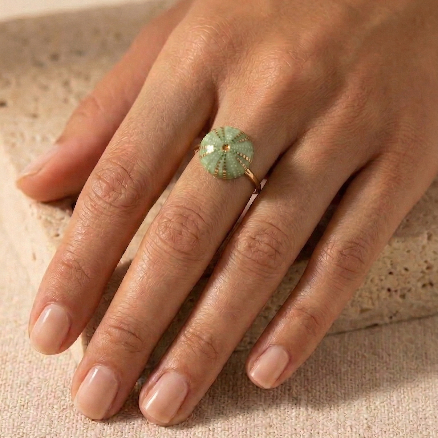 Anello riccio verde e oro