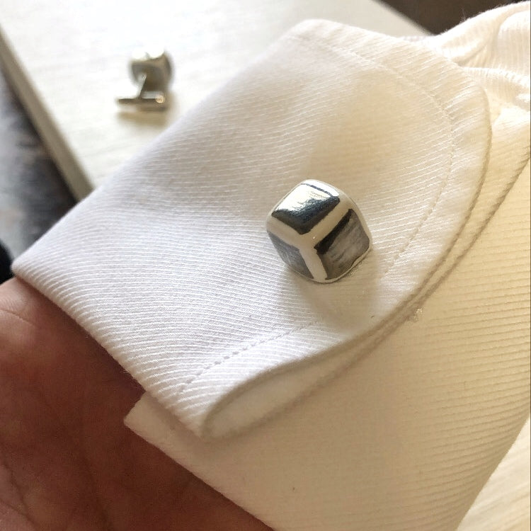 Positano white and platinum cufflinks