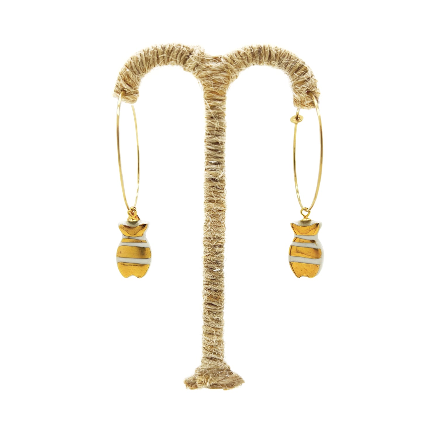 Little fish hoop earrings with gold lines