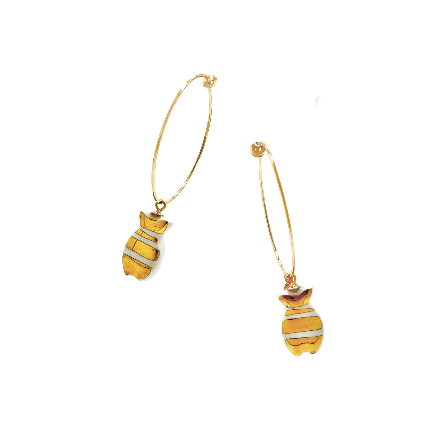 Little fish hoop earrings with gold lines