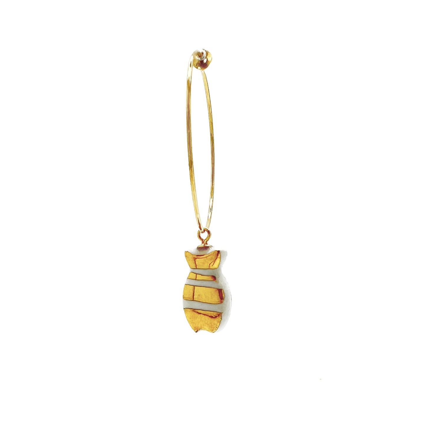 Little fish hoop earrings with gold lines