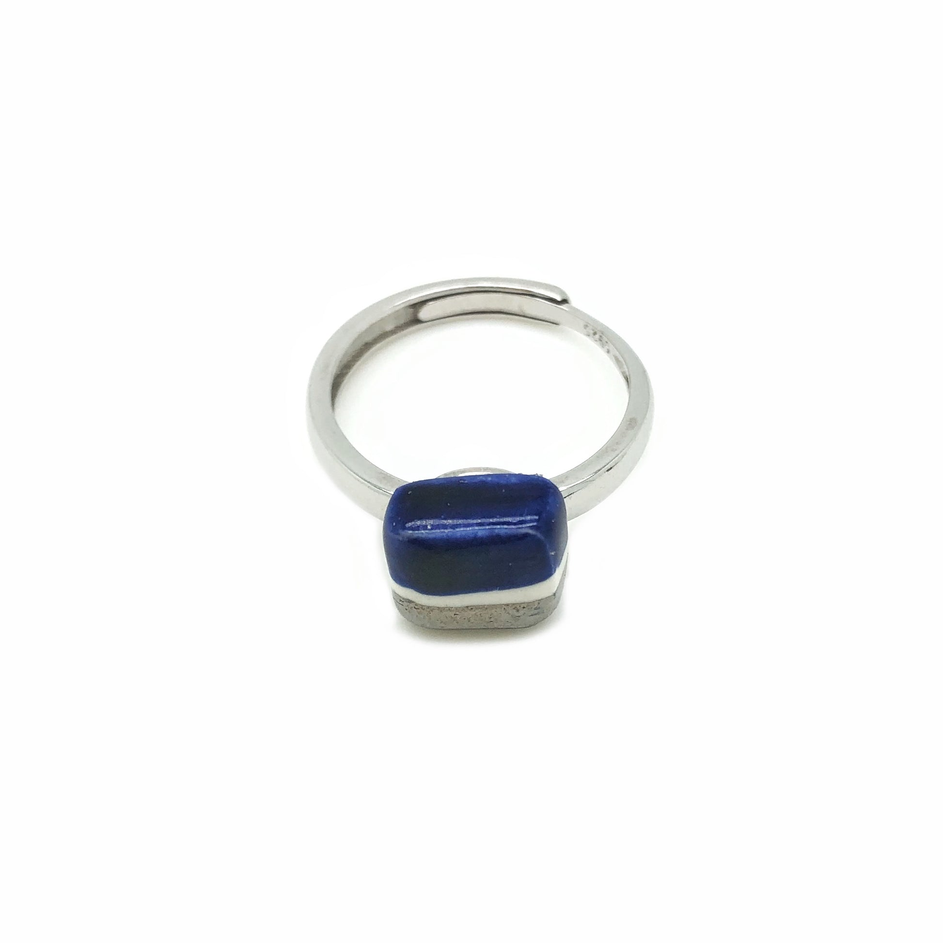 anello argento blu