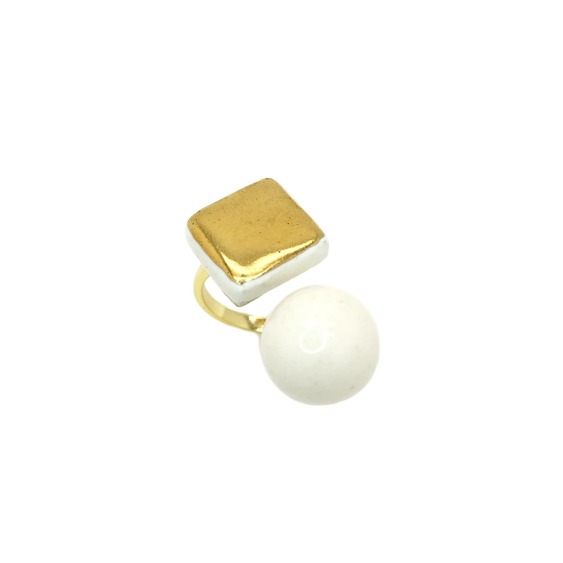 anello sfera e quadrato oro
