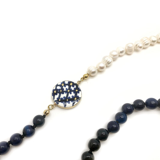 collana maiolica blu