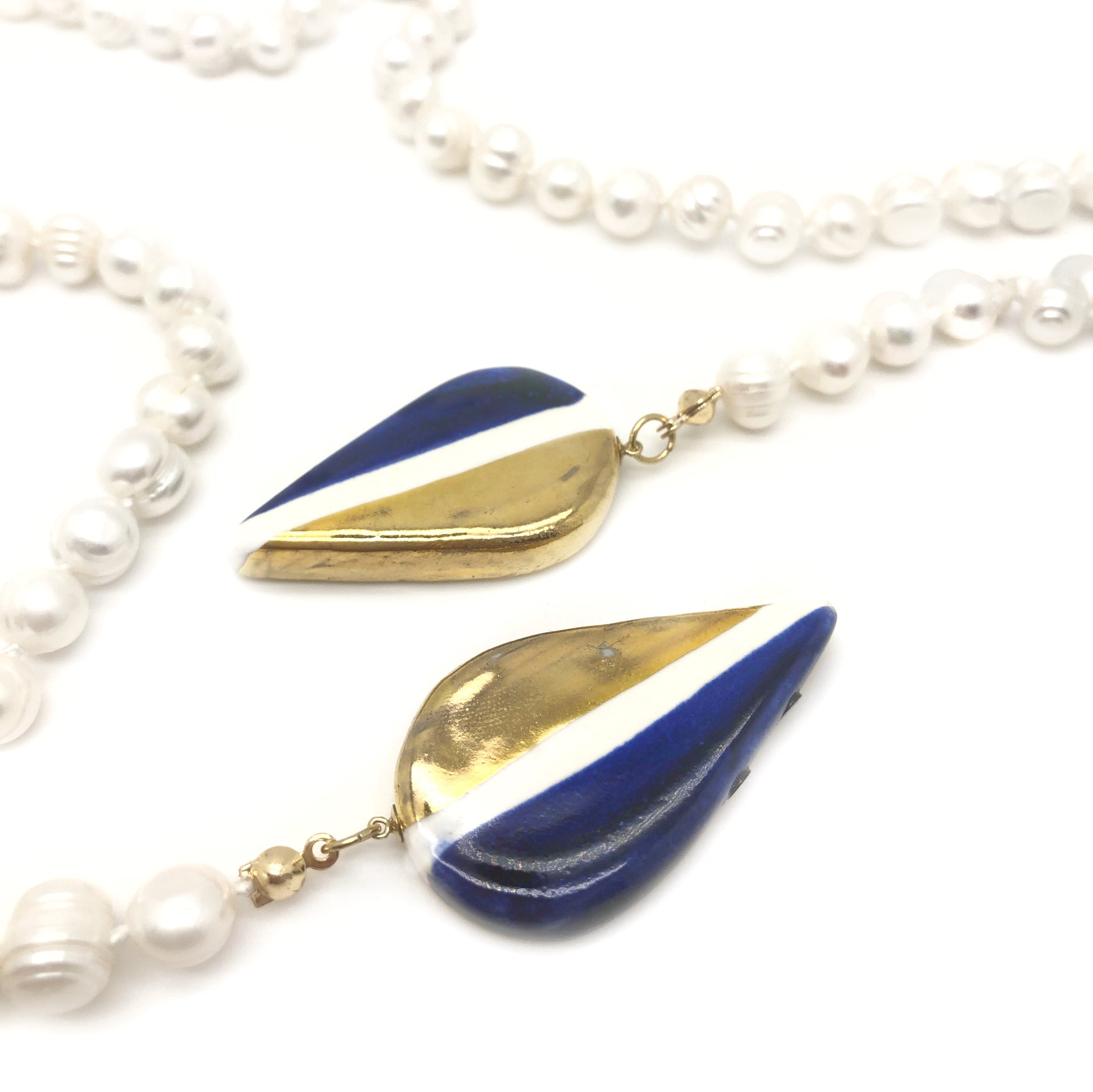 collana ceramica blue e oro