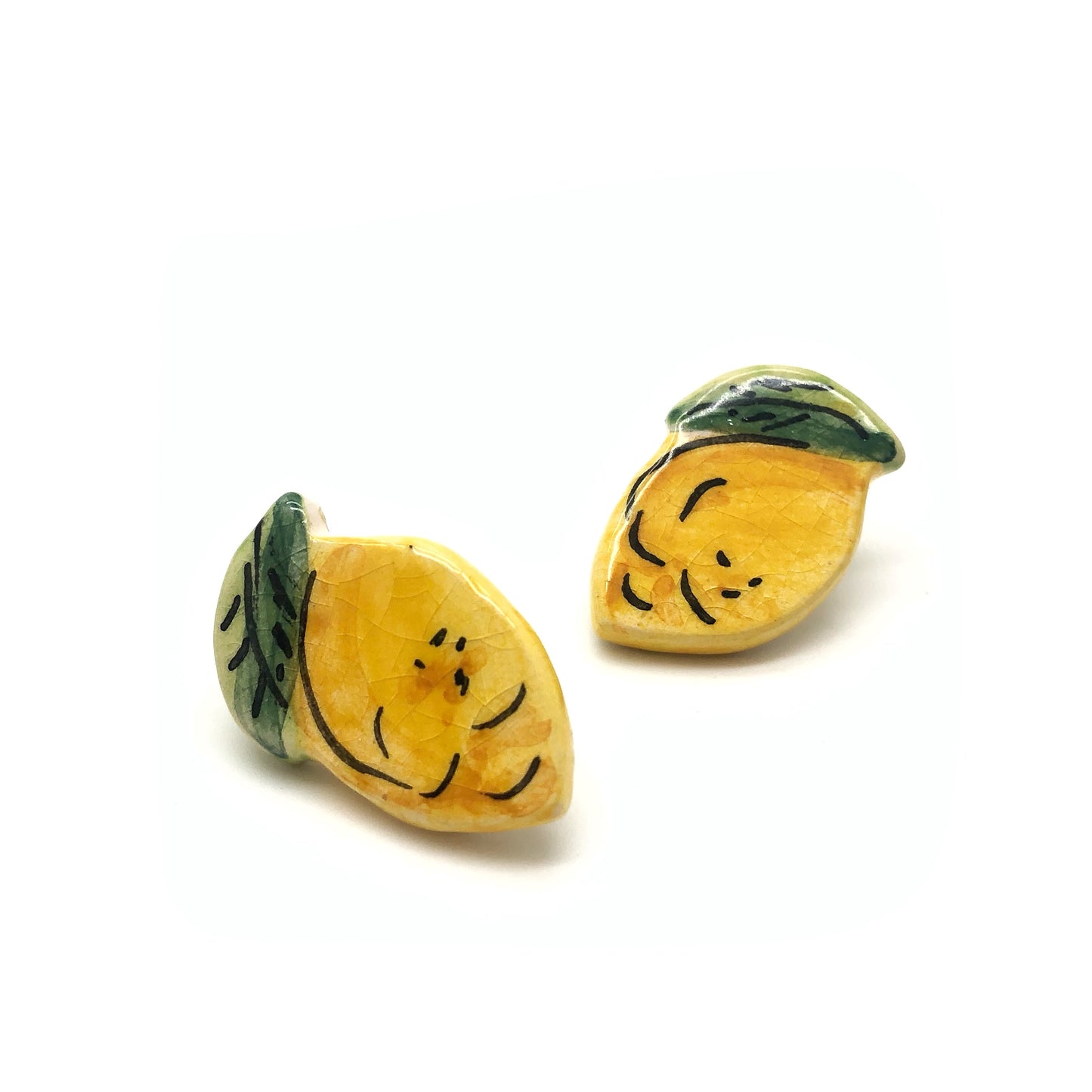 Earrings with ceramic lemons