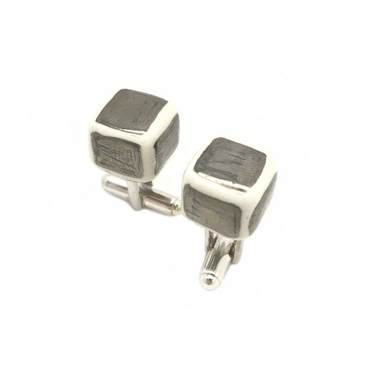 White and platinum cube cufflinks